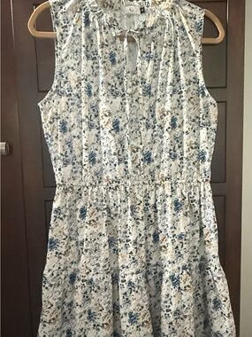 Sleeveless Blue Floral Summer Dress